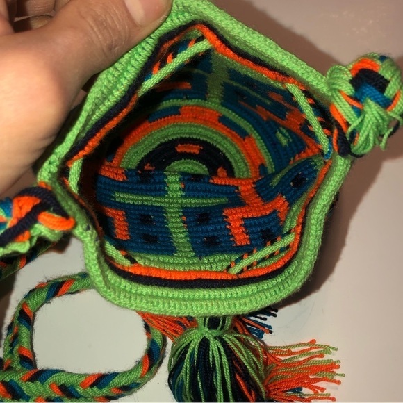 NEON Crochet Mini Woven Bag 5” x 6.5” / 40” Shoulder Strap EUC - Picture 4 of 7